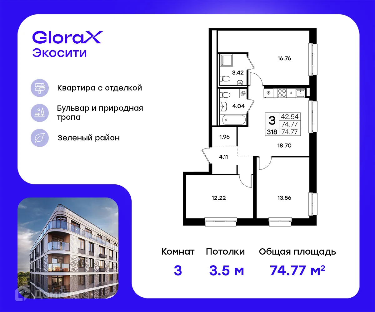 Фото квартиры в ЖК GloraX Экосити