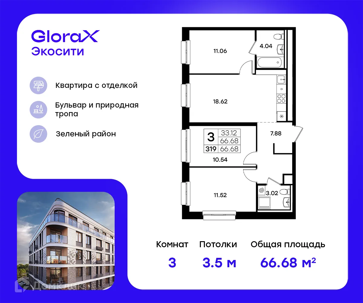 Фото квартиры в ЖК GloraX Экосити