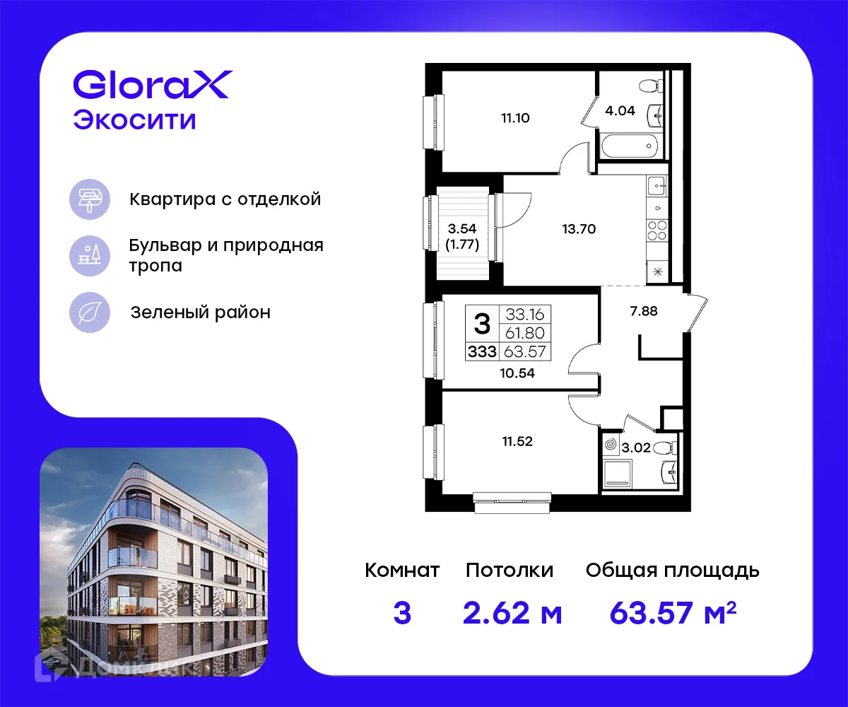 Фото квартиры в ЖК GloraX Экосити