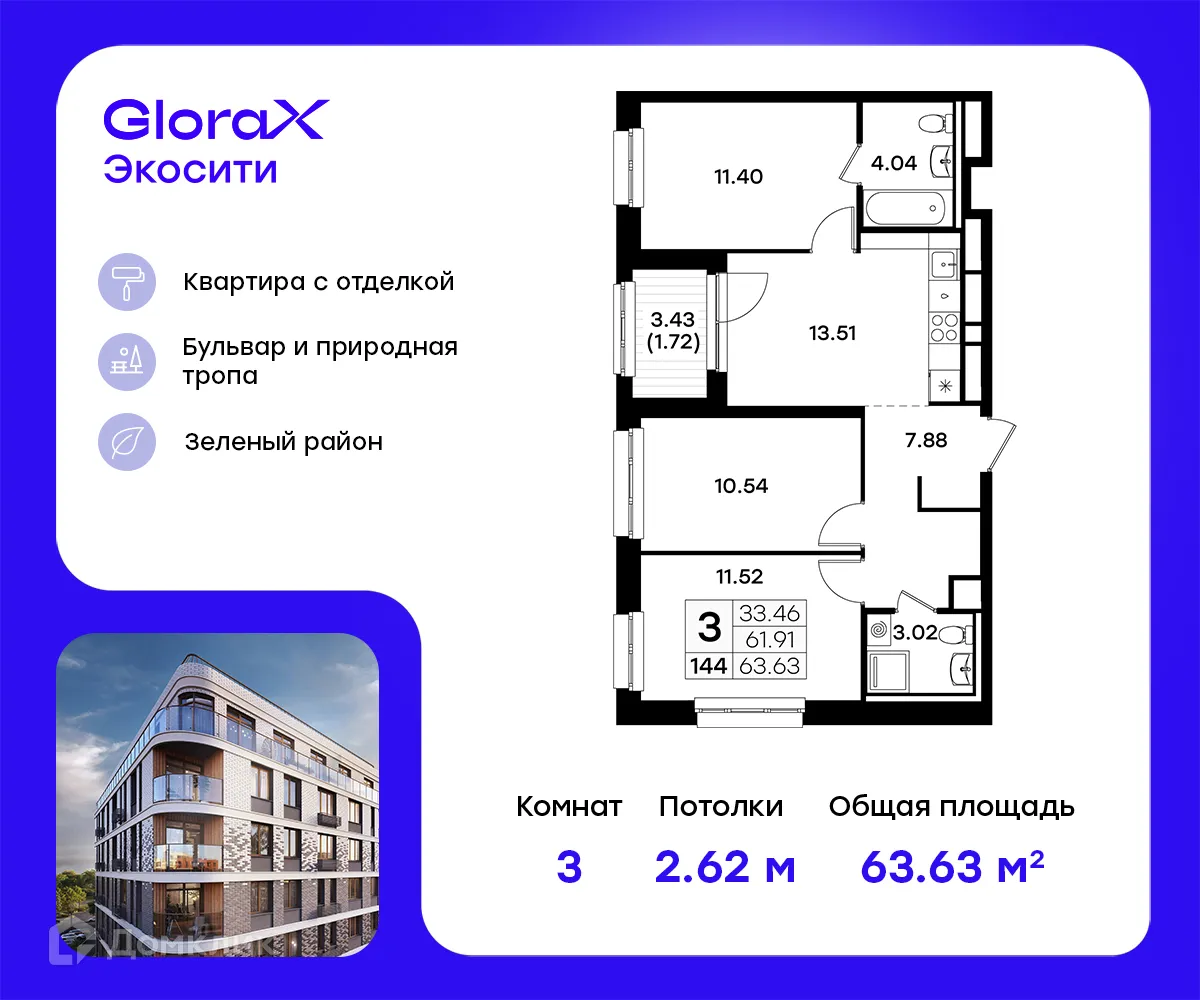 Фото квартиры в ЖК GloraX Экосити