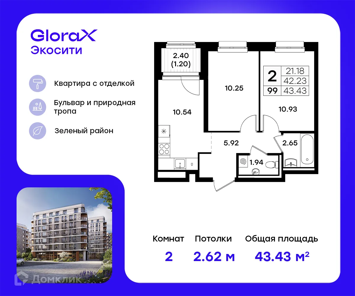 Фото квартиры в ЖК GloraX Экосити