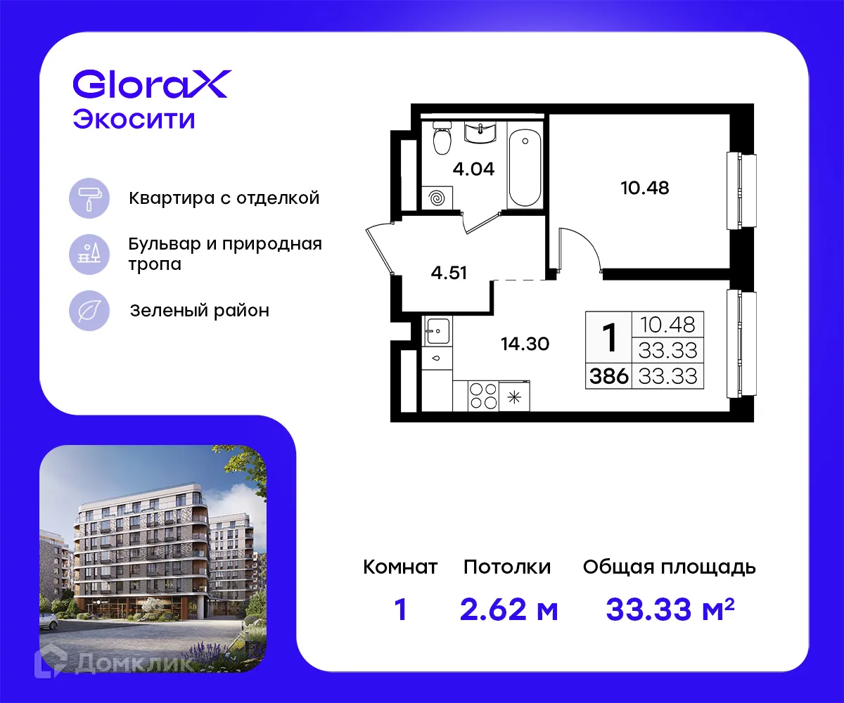 Фото квартиры в ЖК GloraX Экосити