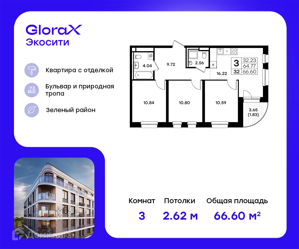 Фото квартиры в ЖК GloraX Экосити