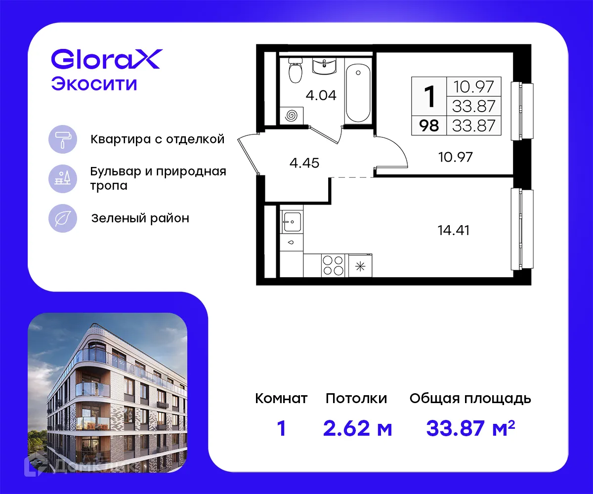 Фото квартиры в ЖК GloraX Экосити