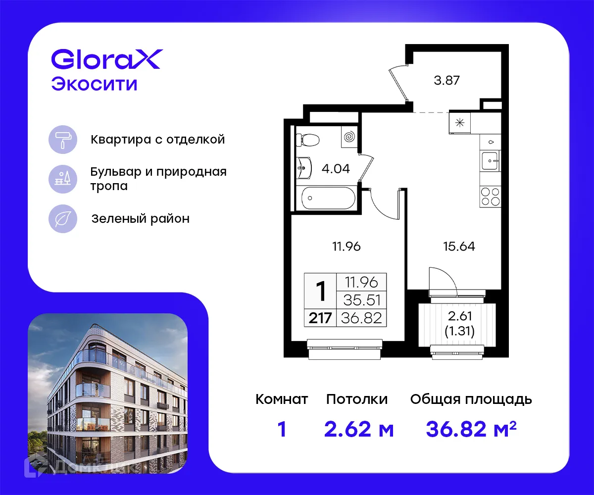 Фото квартиры в ЖК GloraX Экосити