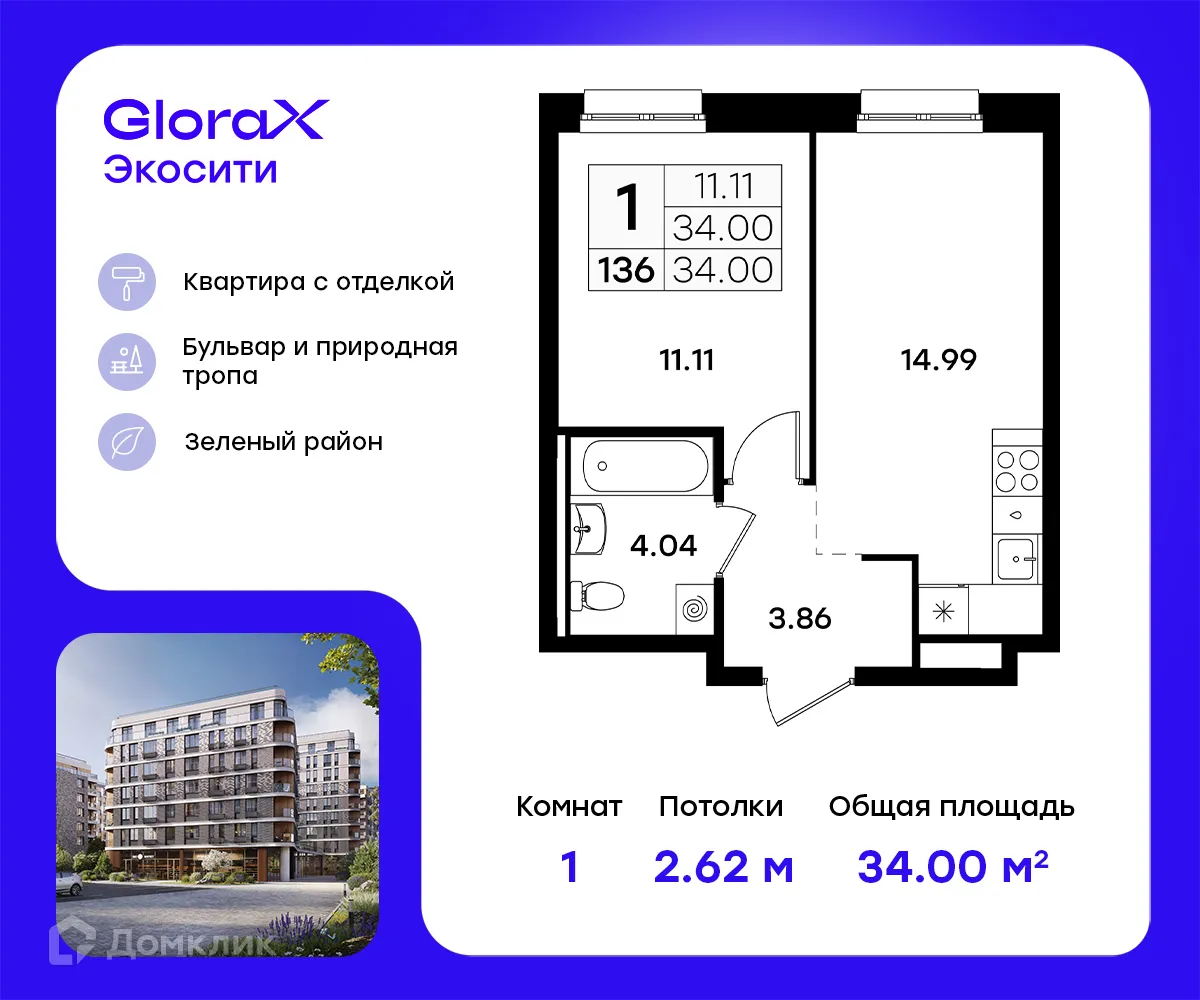 Фото квартиры в ЖК GloraX Экосити