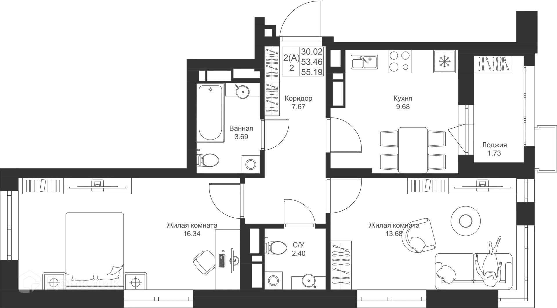 Фото квартиры в ЖК Солнечный город