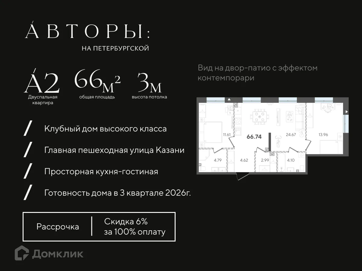Фото квартиры в ЖК Авторы на Петербургской