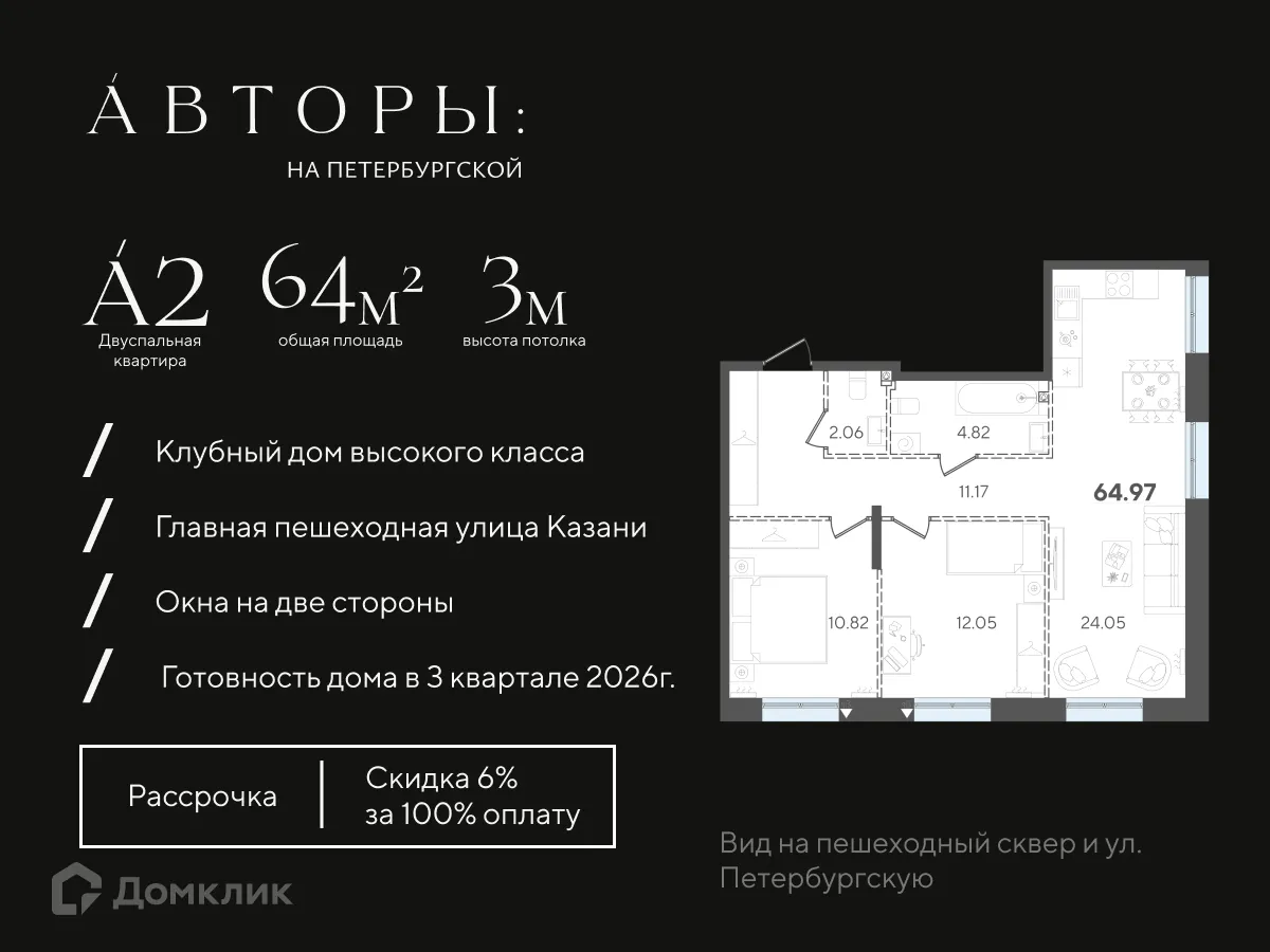 Фото квартиры в ЖК Авторы на Петербургской