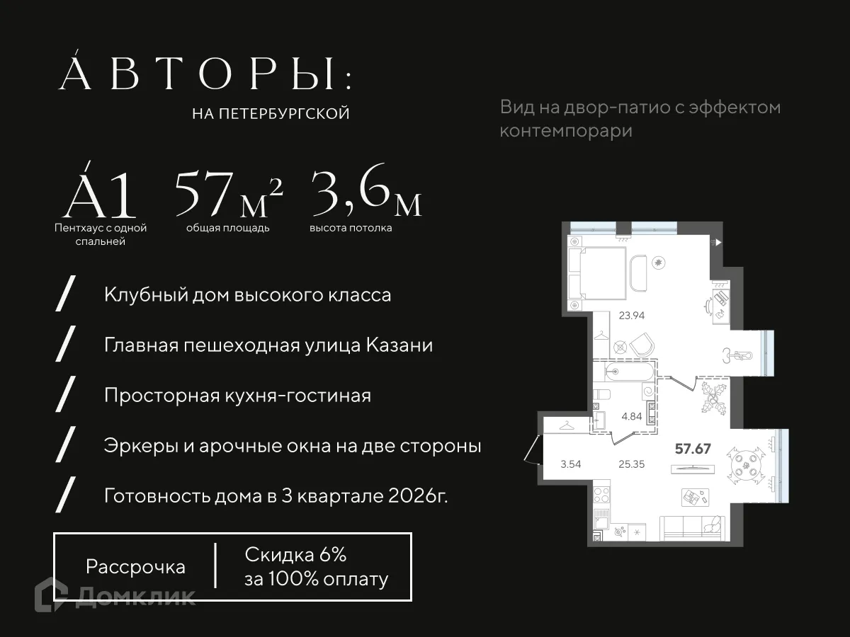 Фото квартиры в ЖК Авторы на Петербургской