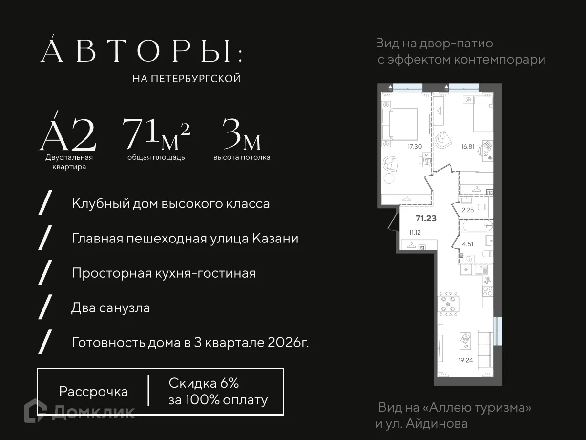 Фото квартиры в ЖК Авторы на Петербургской