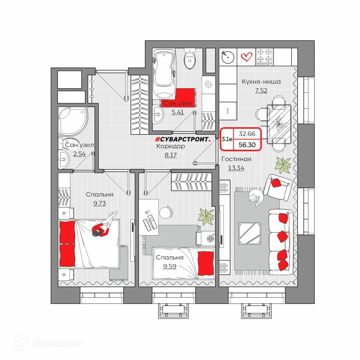 Фото квартиры в ЖК Станция Спортивная