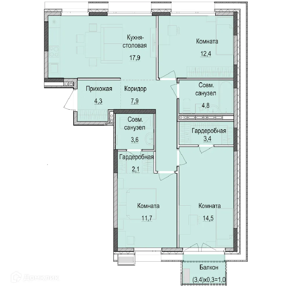 Фото квартиры в ЖК ПаркМаяк
