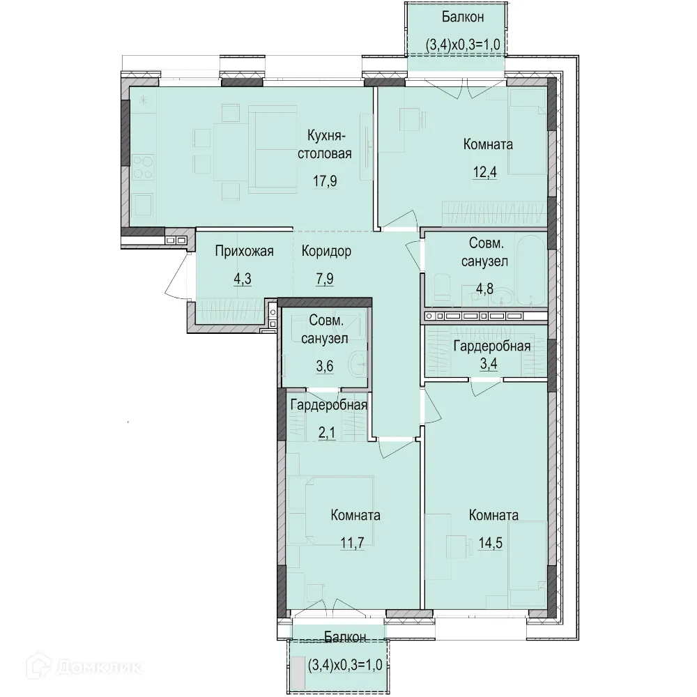 Фото квартиры в ЖК ПаркМаяк