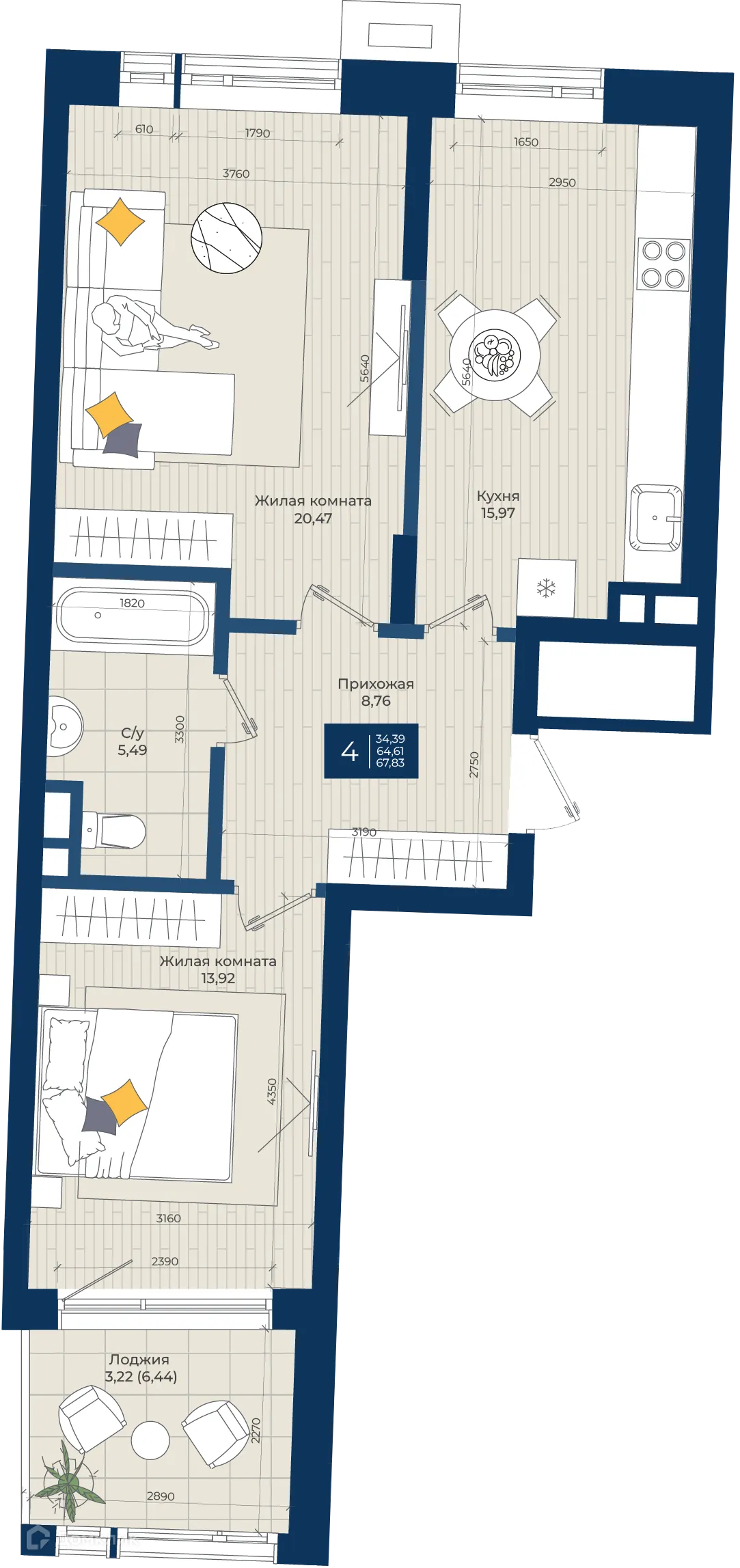 Фото квартиры в ЖК Концепт-комплекс бизнес-класса "Максат"