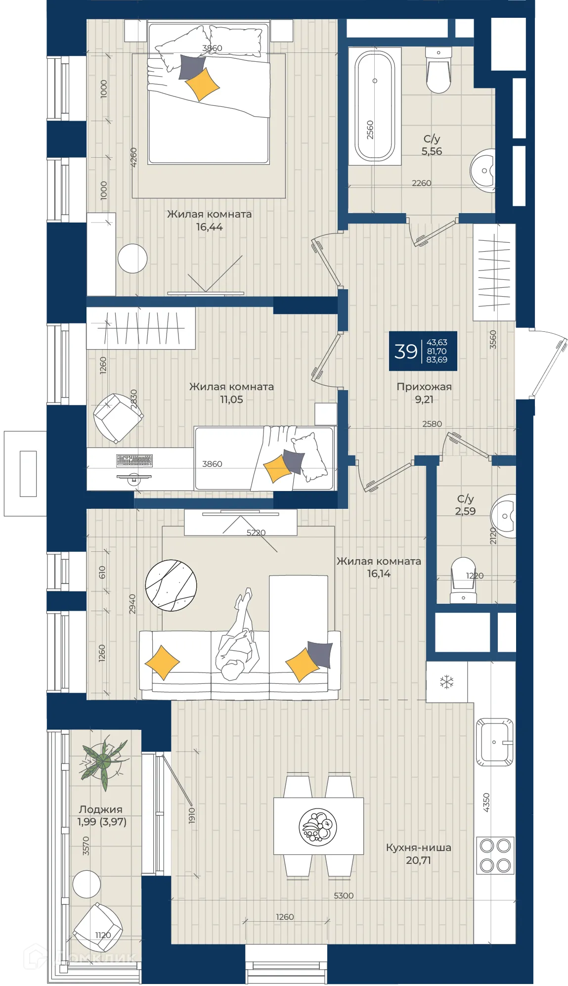 Фото квартиры в ЖК Концепт-комплекс бизнес-класса "Максат"