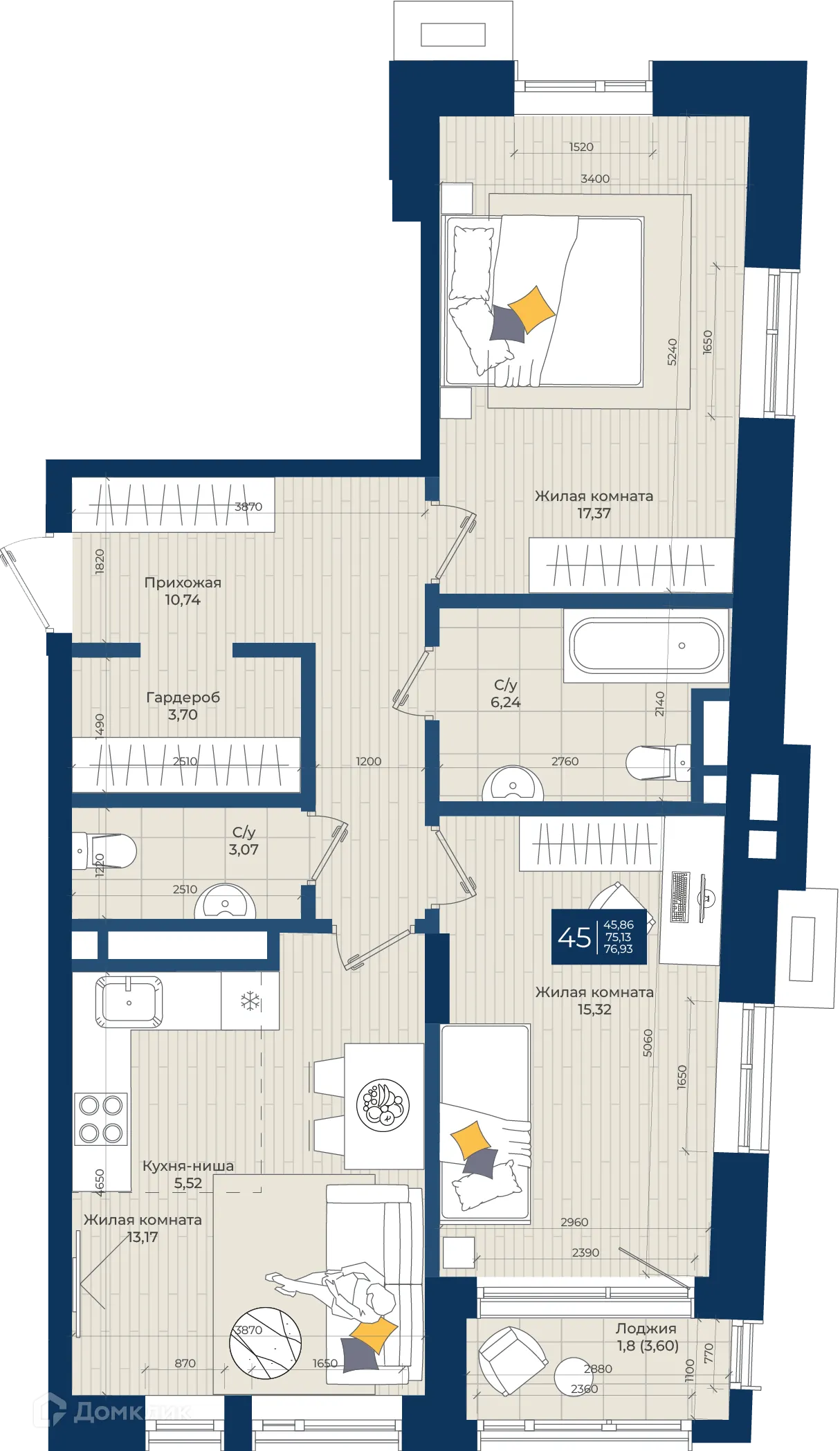 Фото квартиры в ЖК Концепт-комплекс бизнес-класса "Максат"