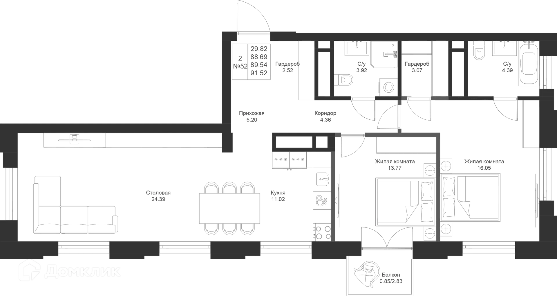 Фото квартиры в ЖК Мифы