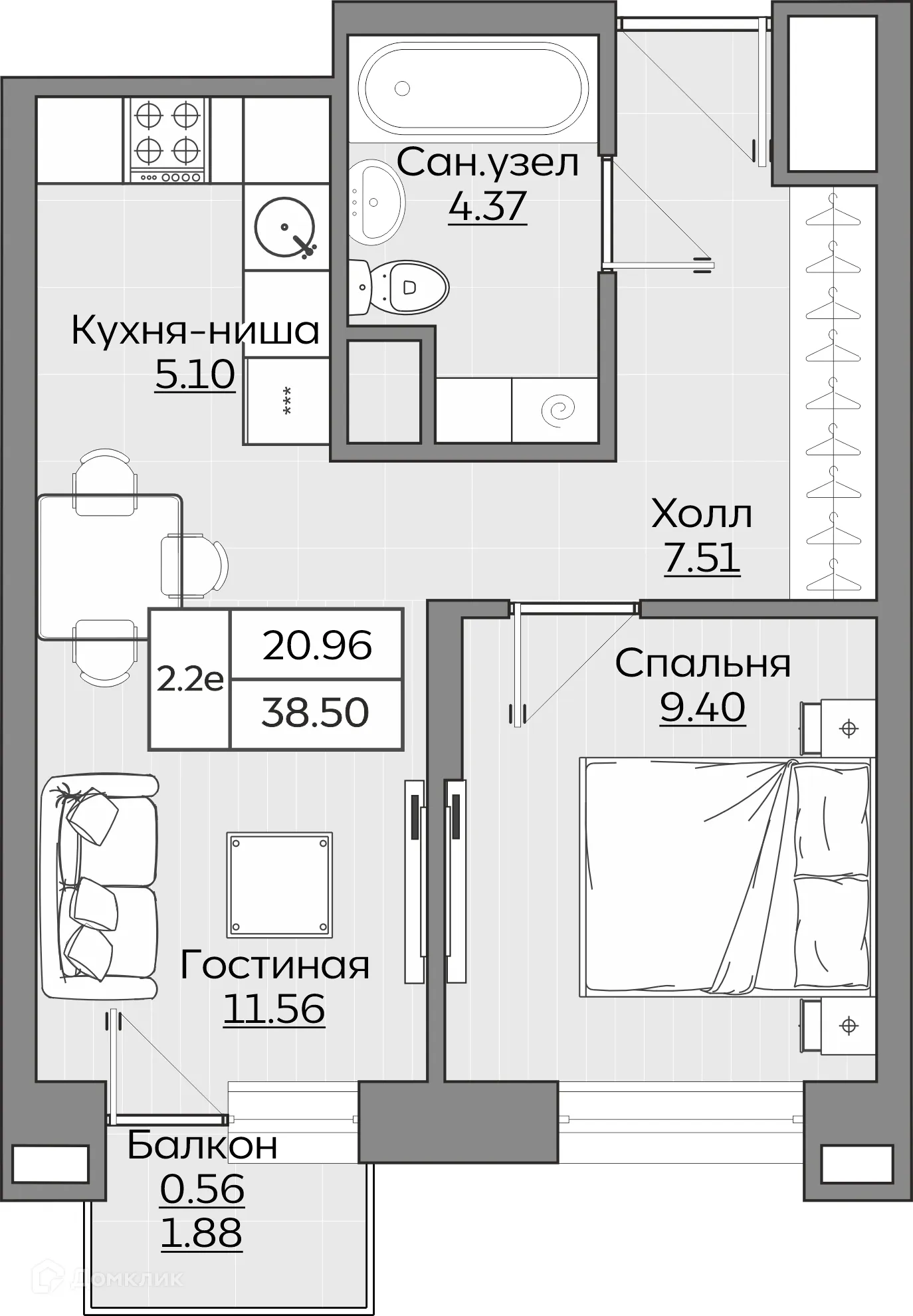 Фото квартиры в ЖК Батталовский