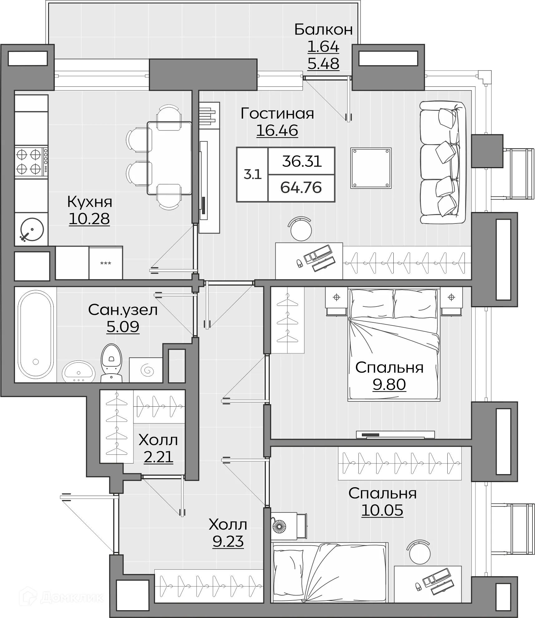 Фото квартиры в ЖК Батталовский