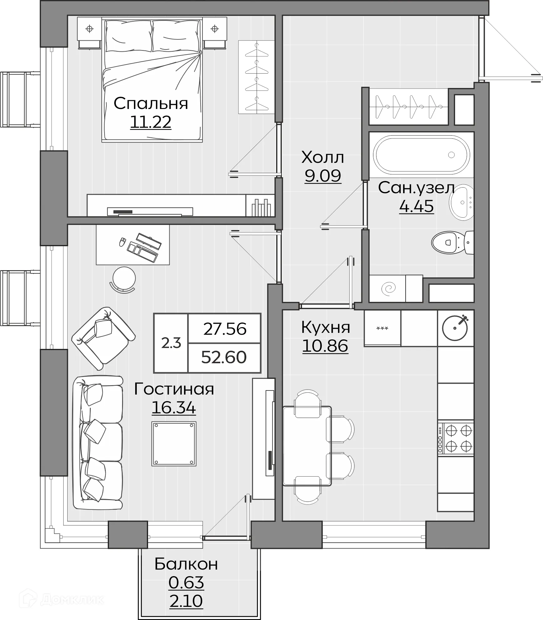 Фото квартиры в ЖК Батталовский