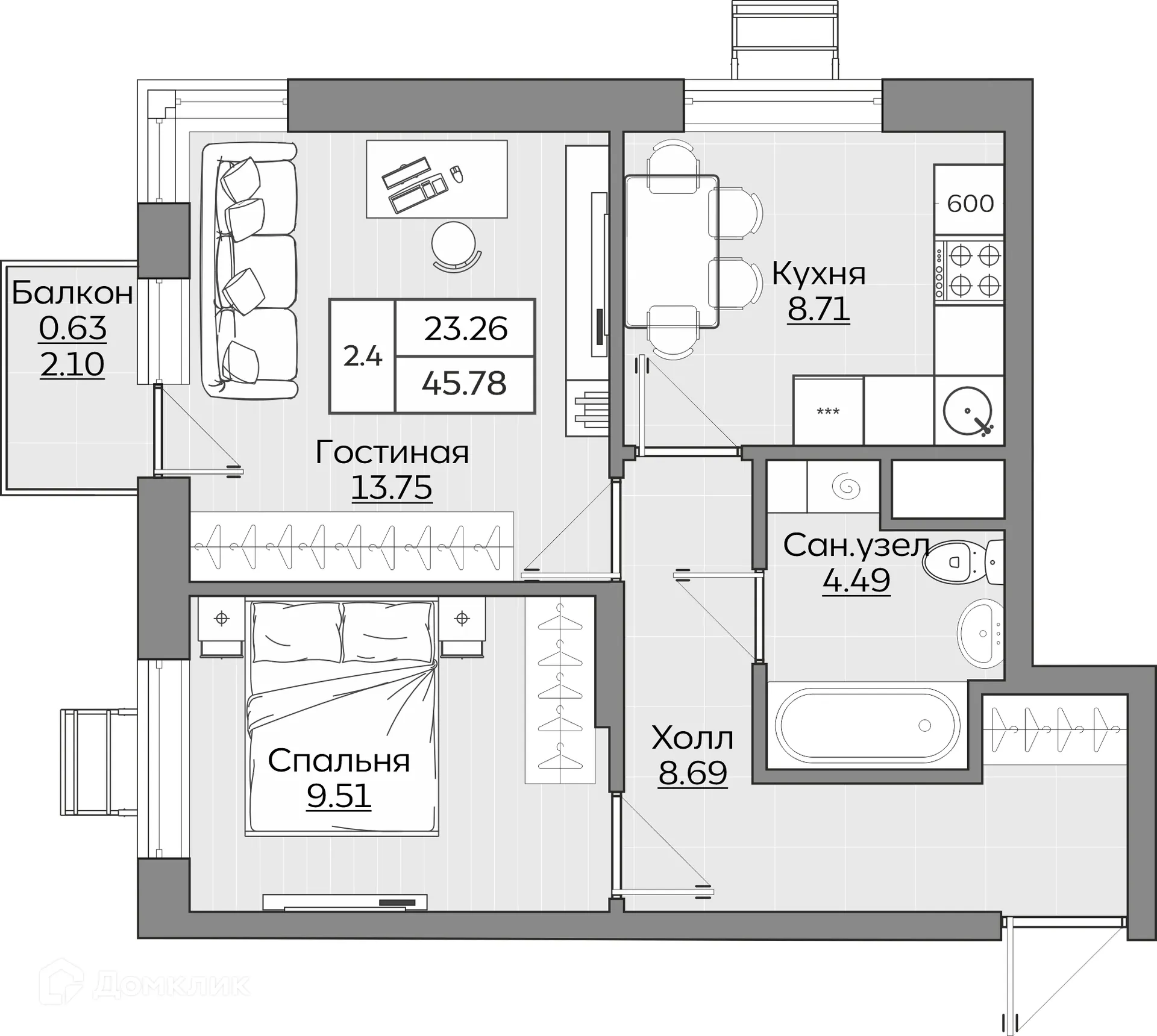 Фото квартиры в ЖК Батталовский