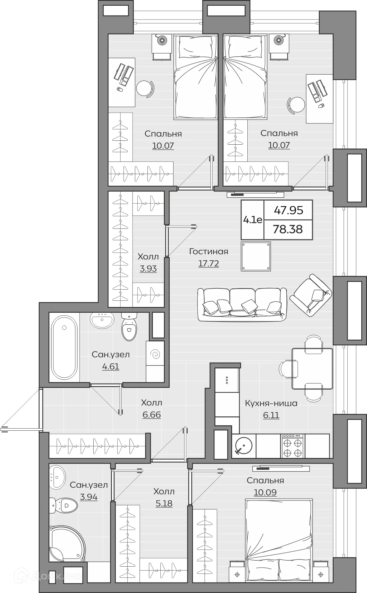 Фото квартиры в ЖК Батталовский