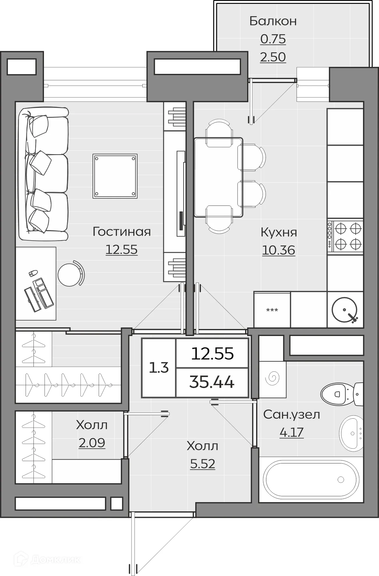 Фото квартиры в ЖК Батталовский