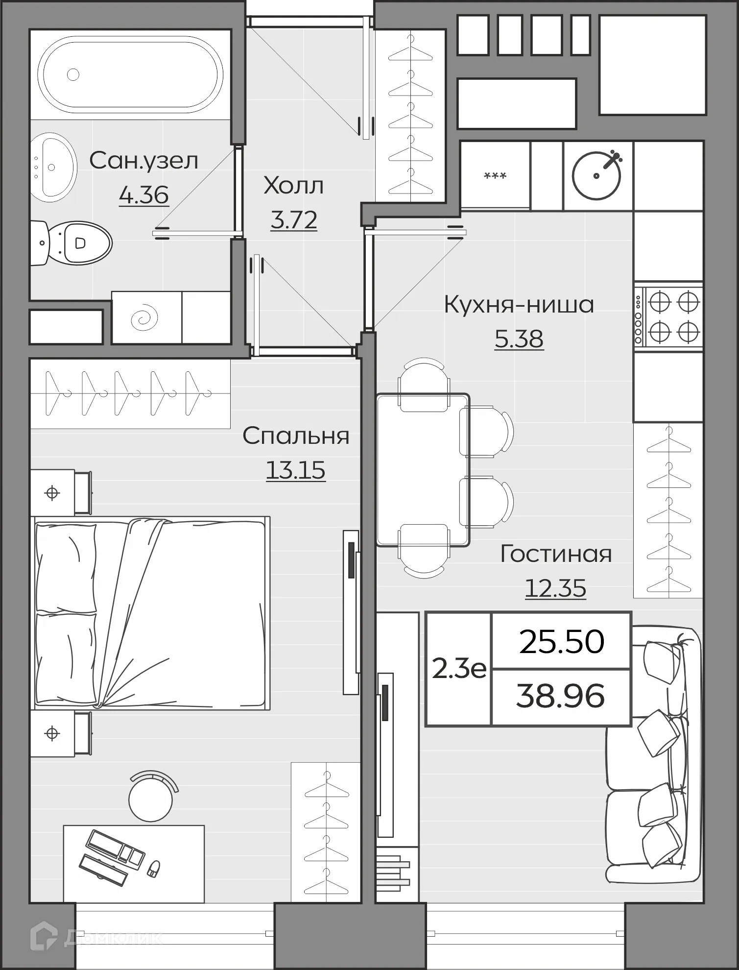 Фото квартиры в ЖК Батталовский