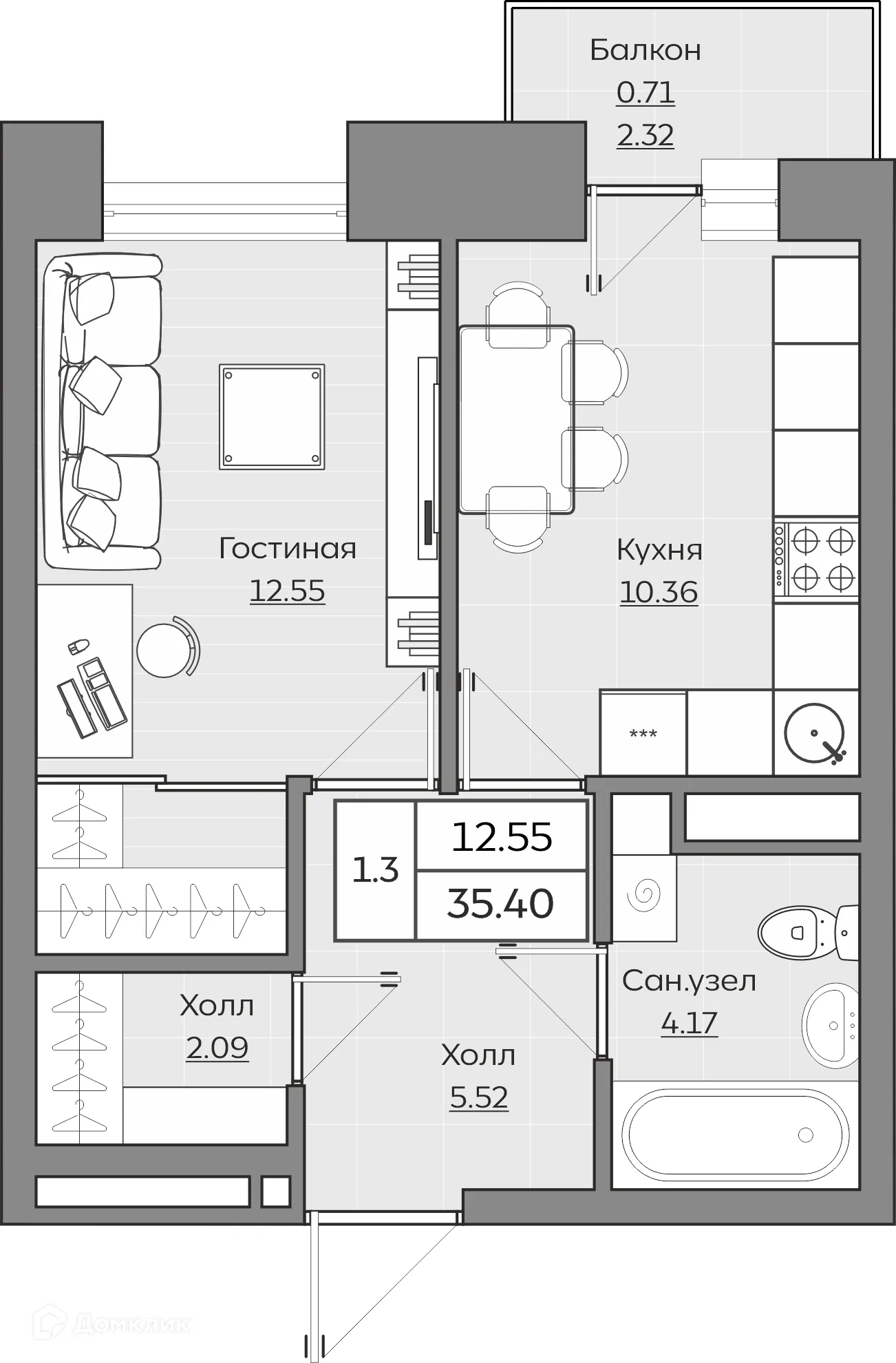 Фото квартиры в ЖК Батталовский