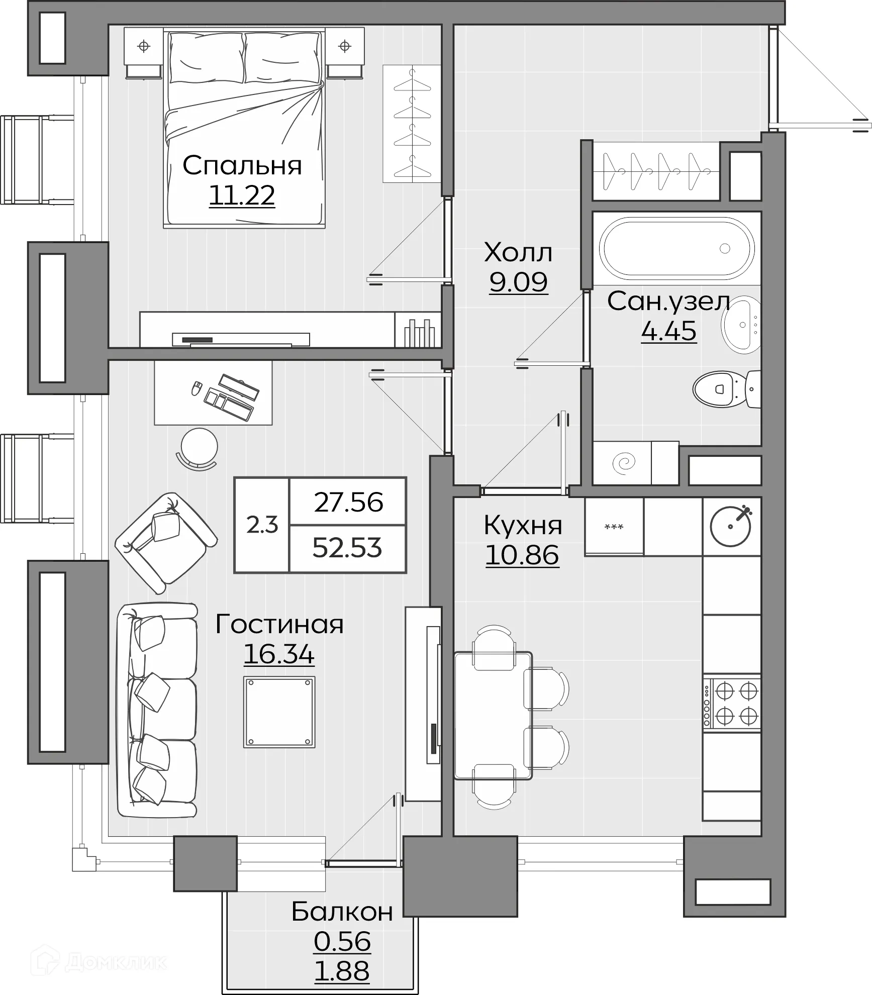 Фото квартиры в ЖК Батталовский