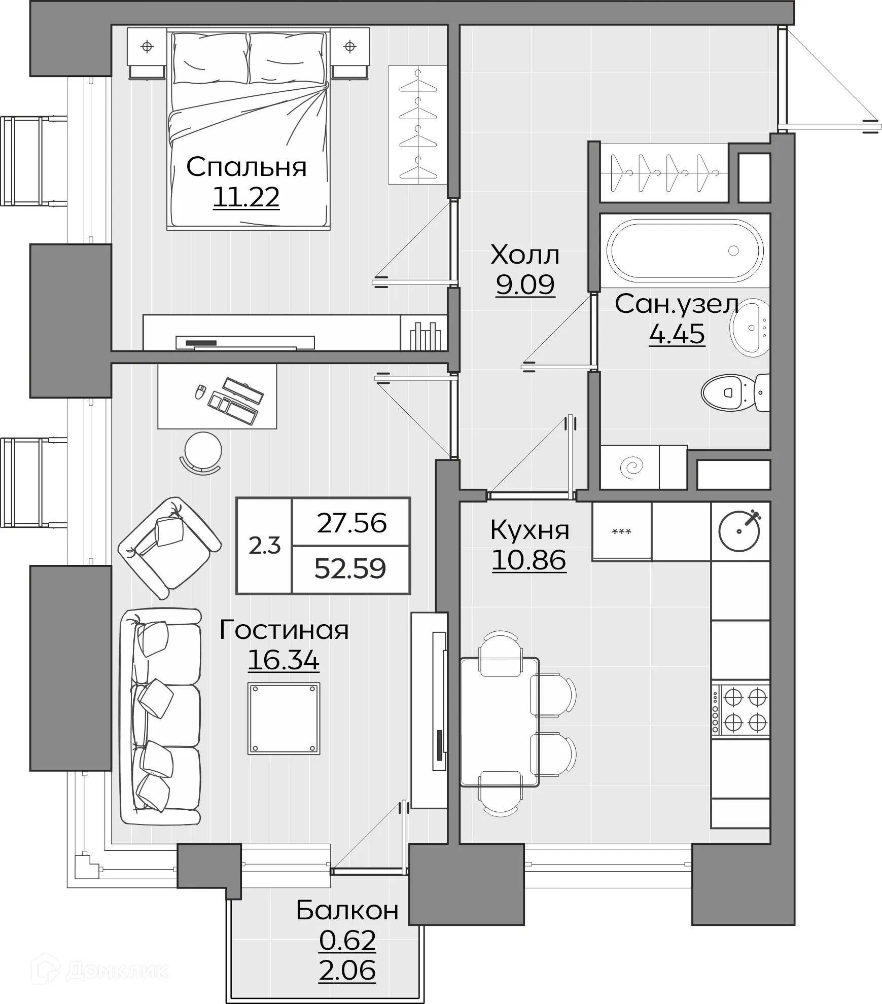 Фото квартиры в ЖК Батталовский