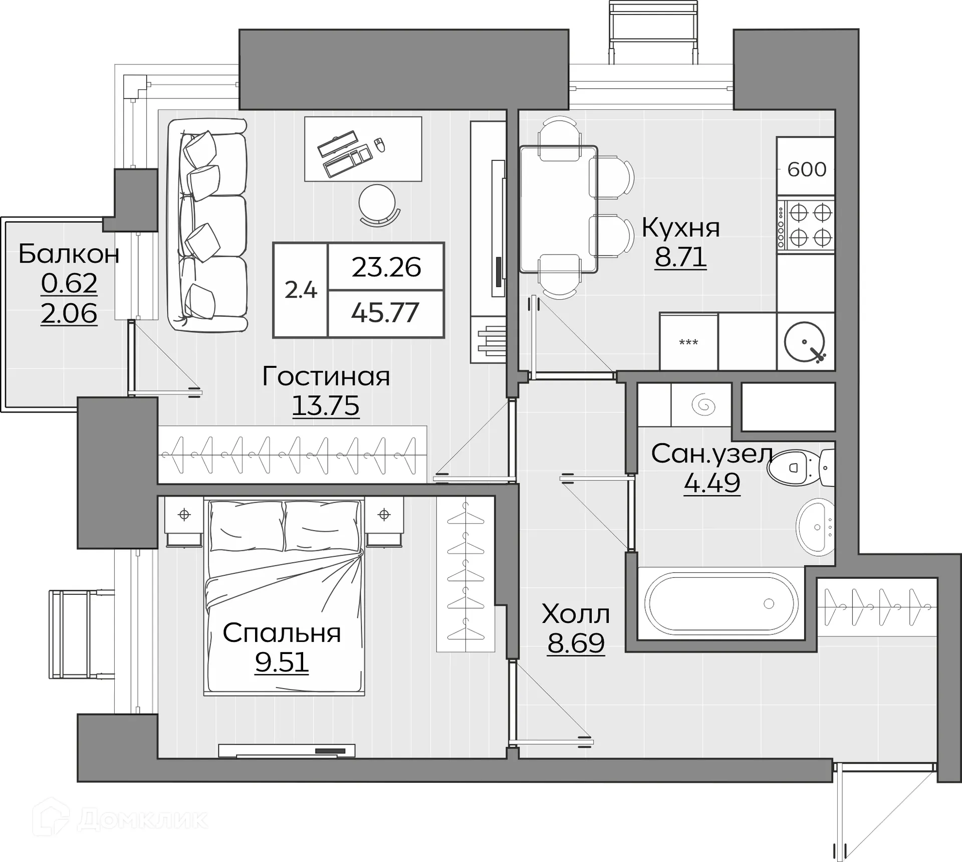 Фото квартиры в ЖК Батталовский