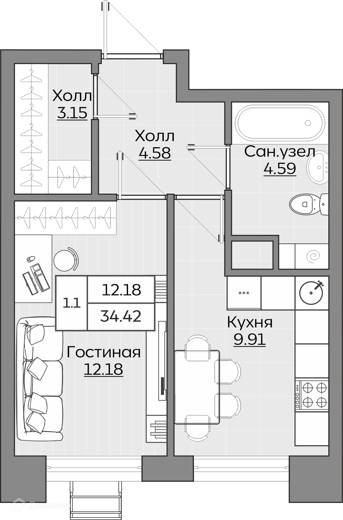 Фото квартиры в ЖК Батталовский