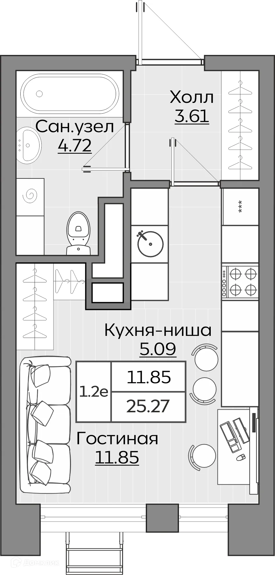 Фото квартиры в ЖК Батталовский