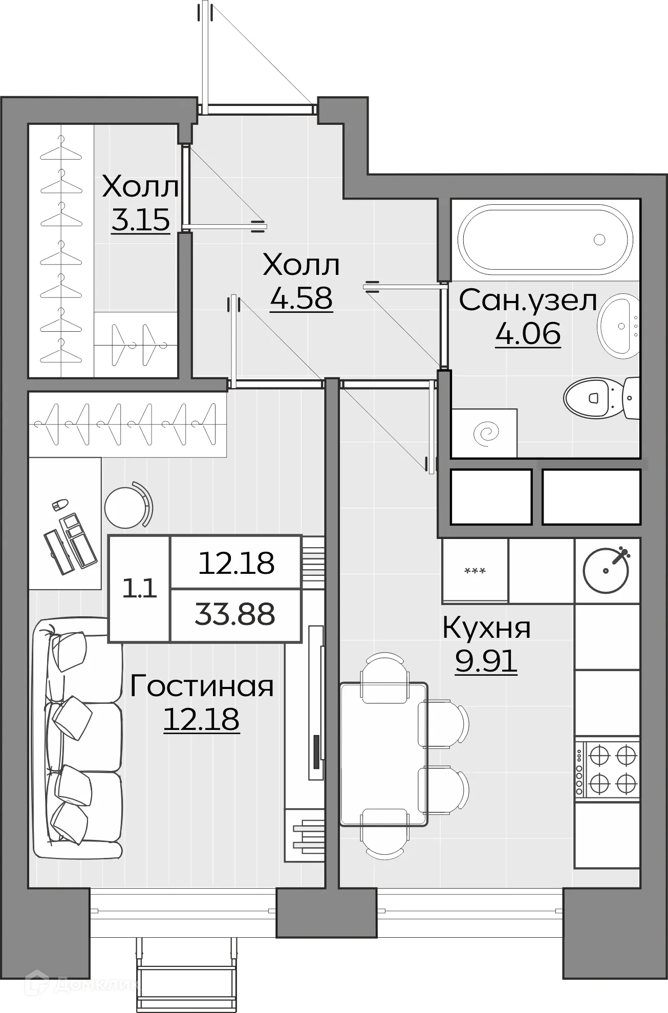 Фото квартиры в ЖК Батталовский