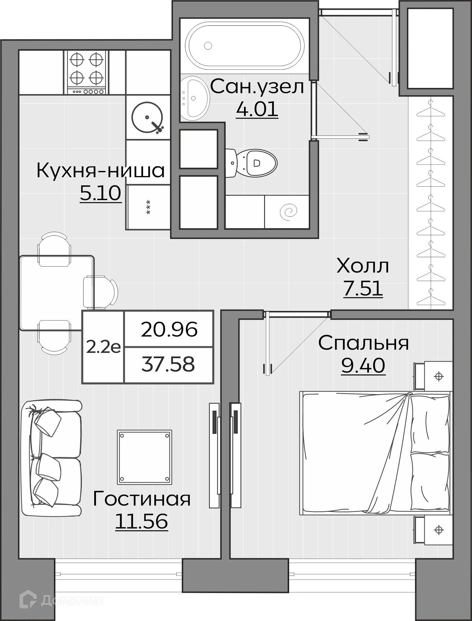 Фото квартиры в ЖК Батталовский