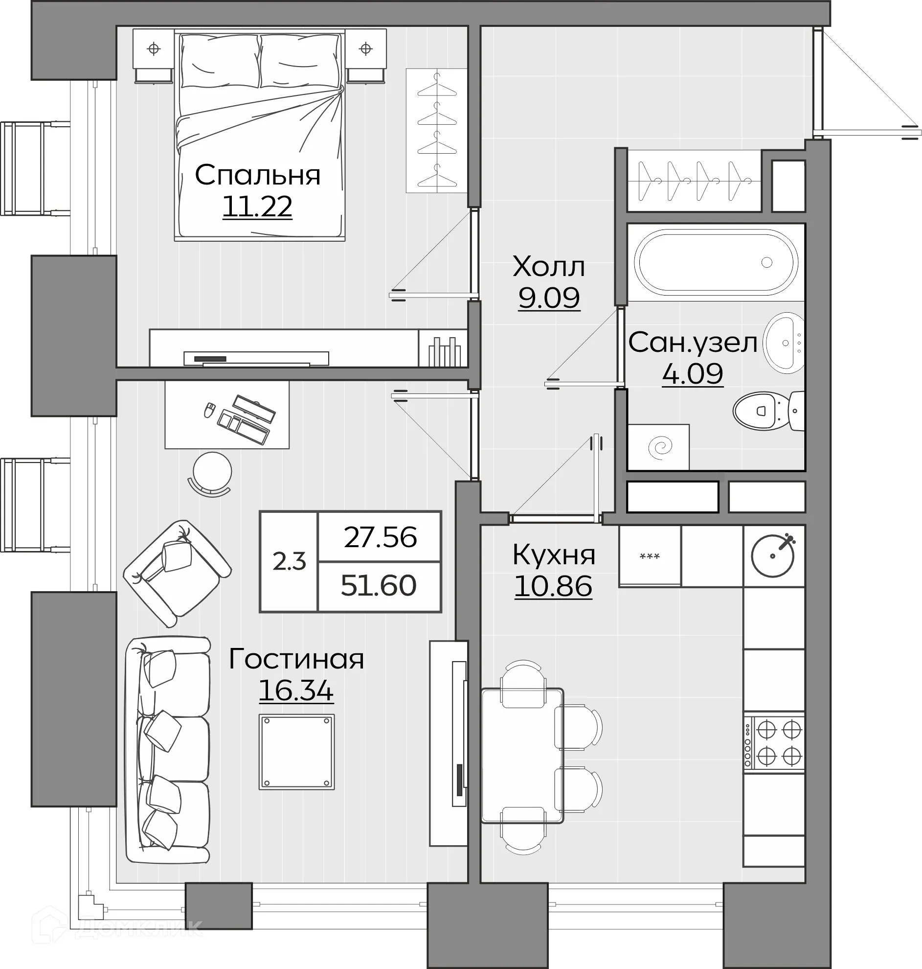 Фото квартиры в ЖК Батталовский