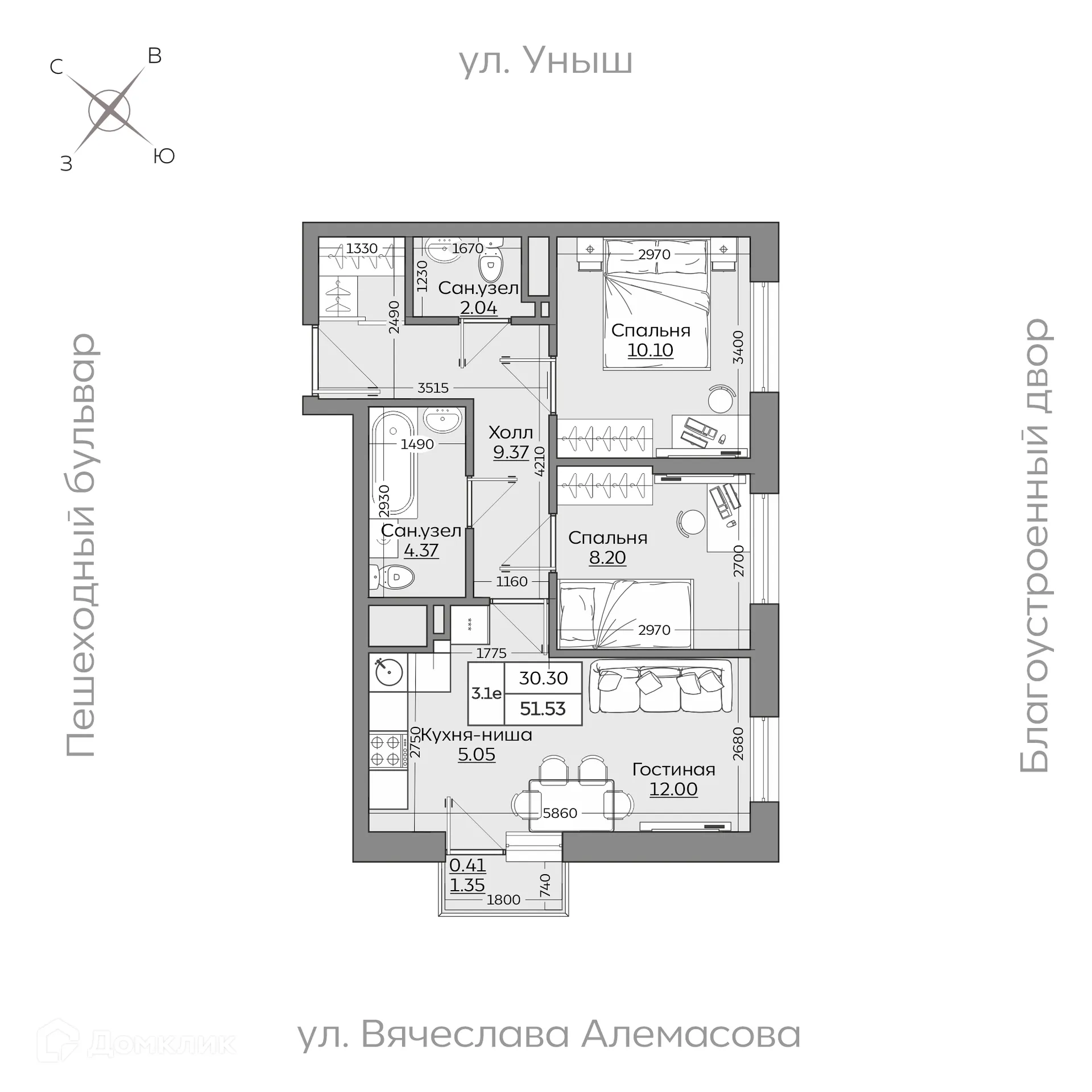 Фото квартиры в ЖК Батталовский