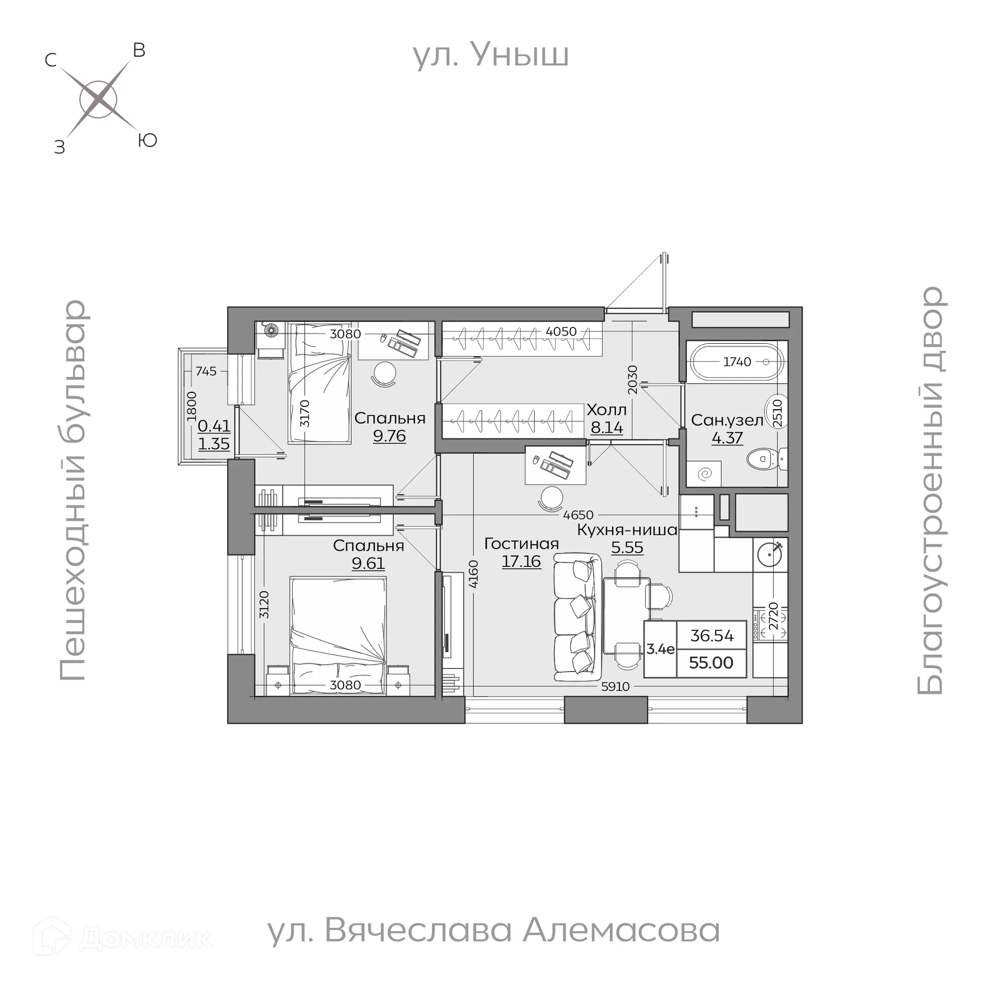 Фото квартиры в ЖК Батталовский