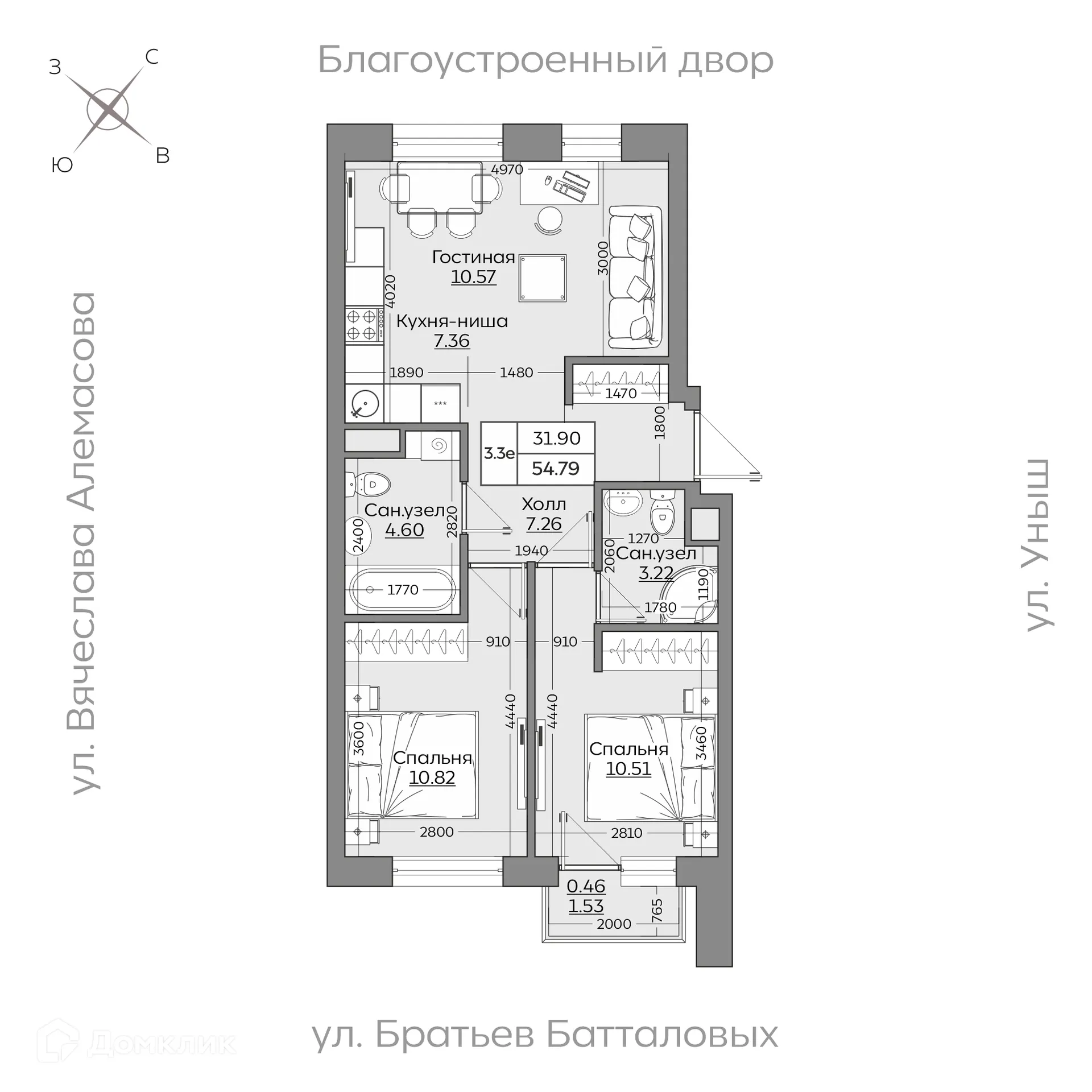 Фото квартиры в ЖК Батталовский