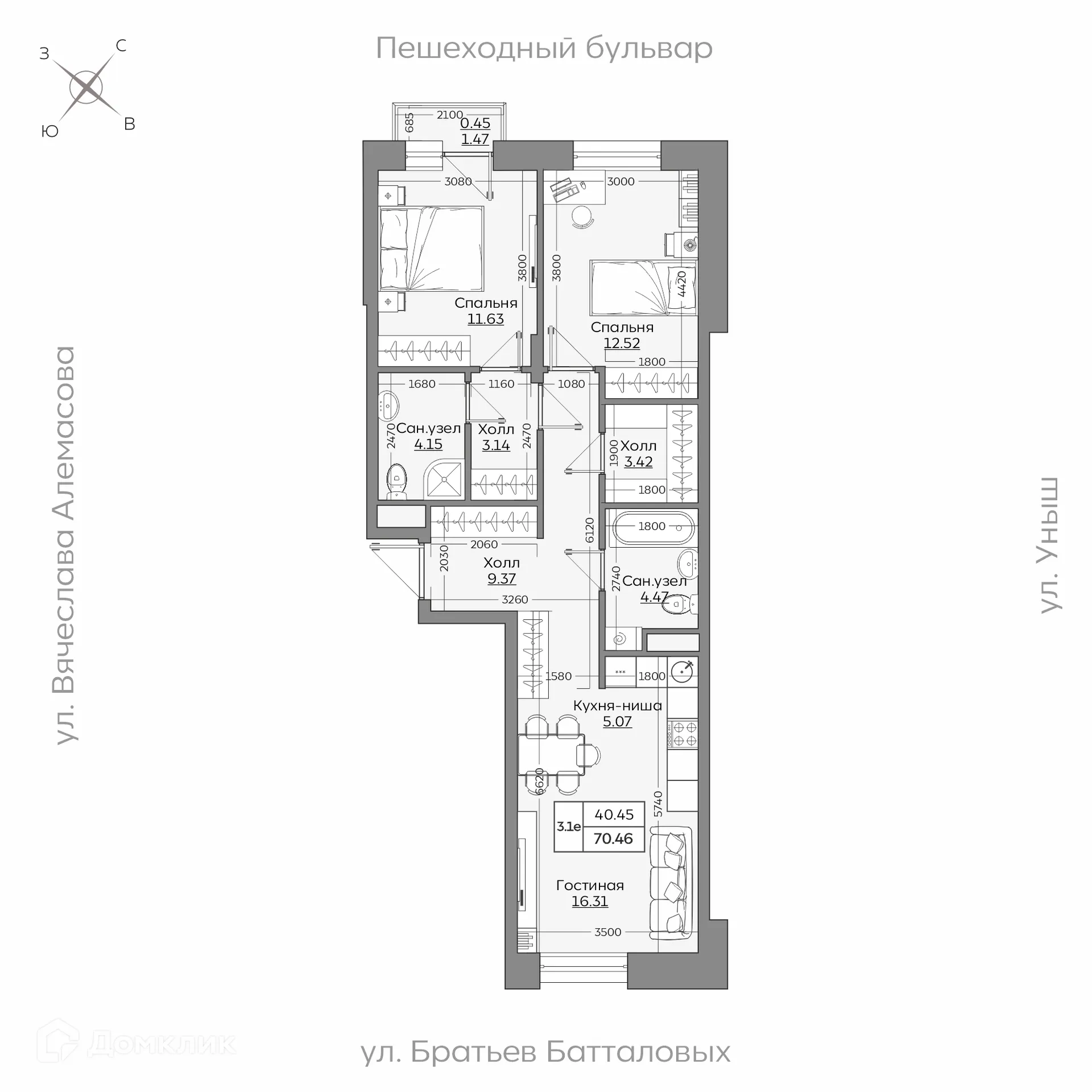 Фото квартиры в ЖК Батталовский