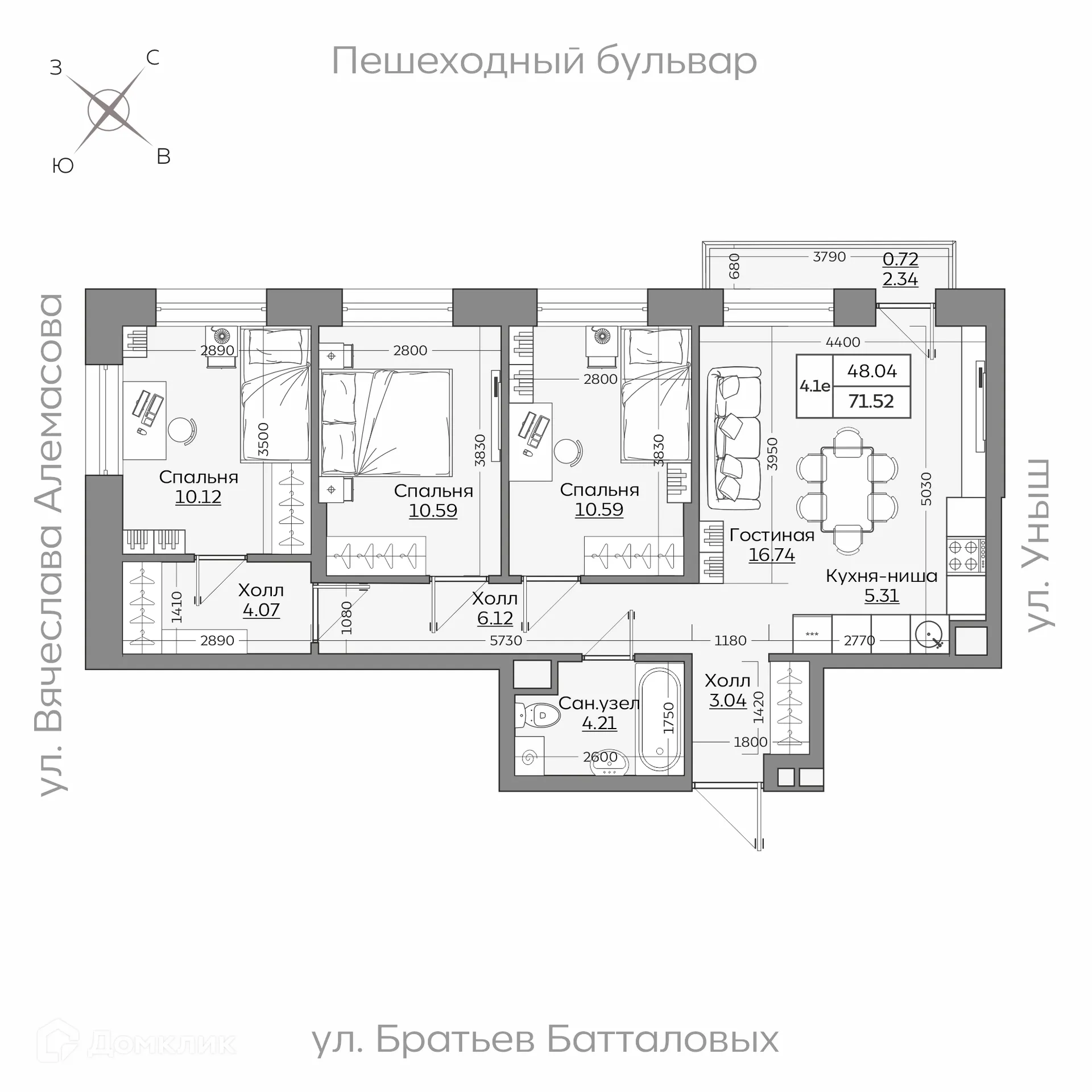 Фото квартиры в ЖК Батталовский