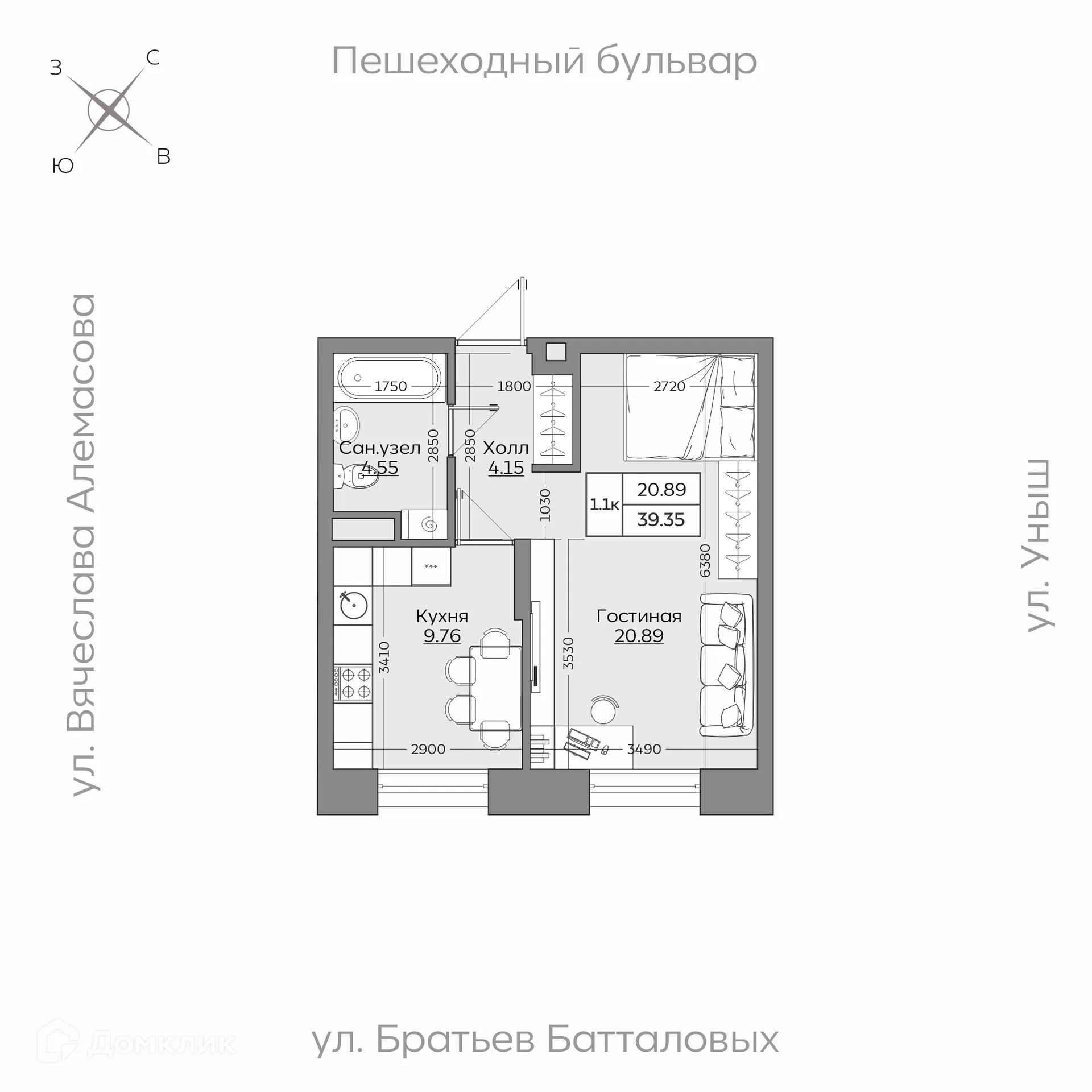 Фото квартиры в ЖК Батталовский