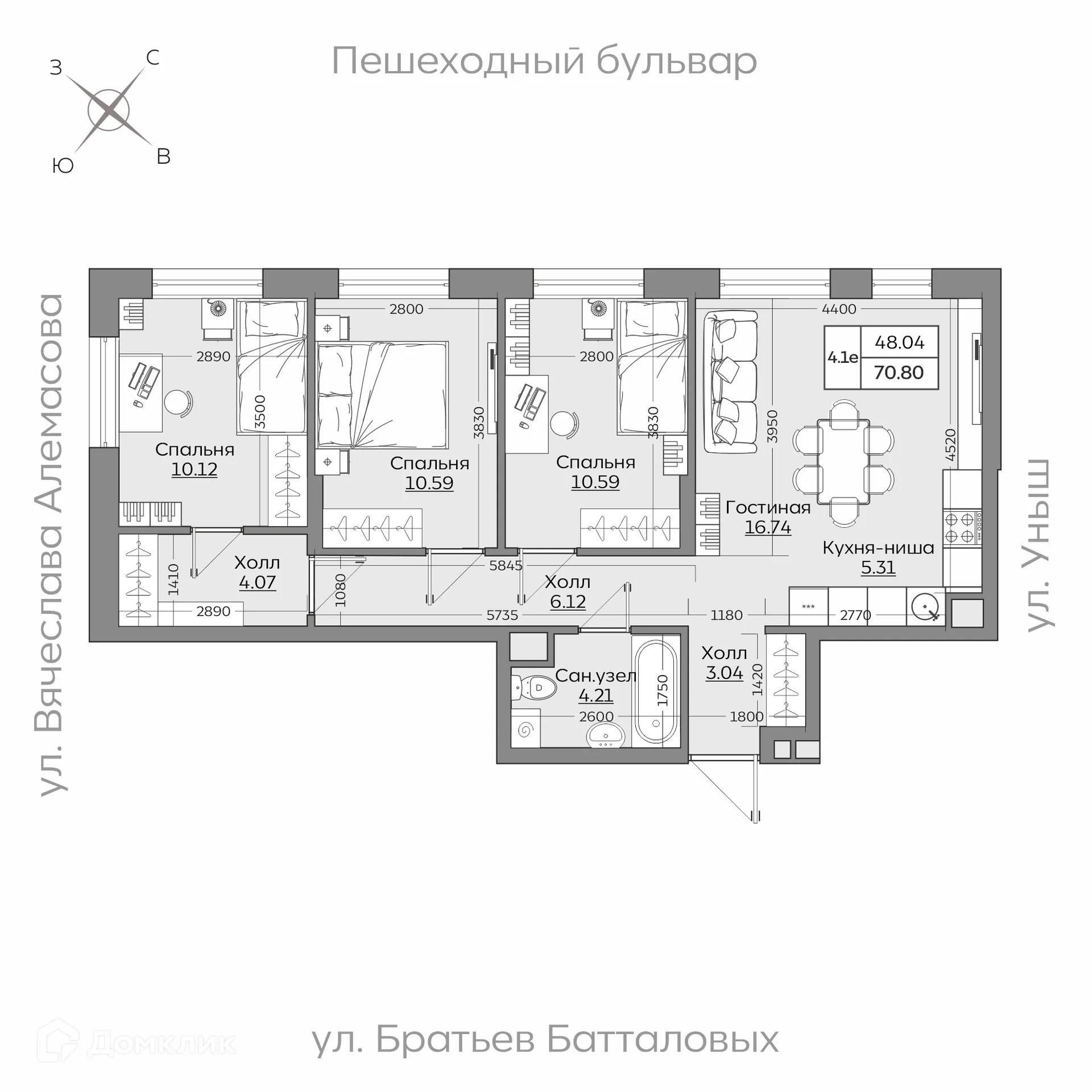 Фото квартиры в ЖК Батталовский