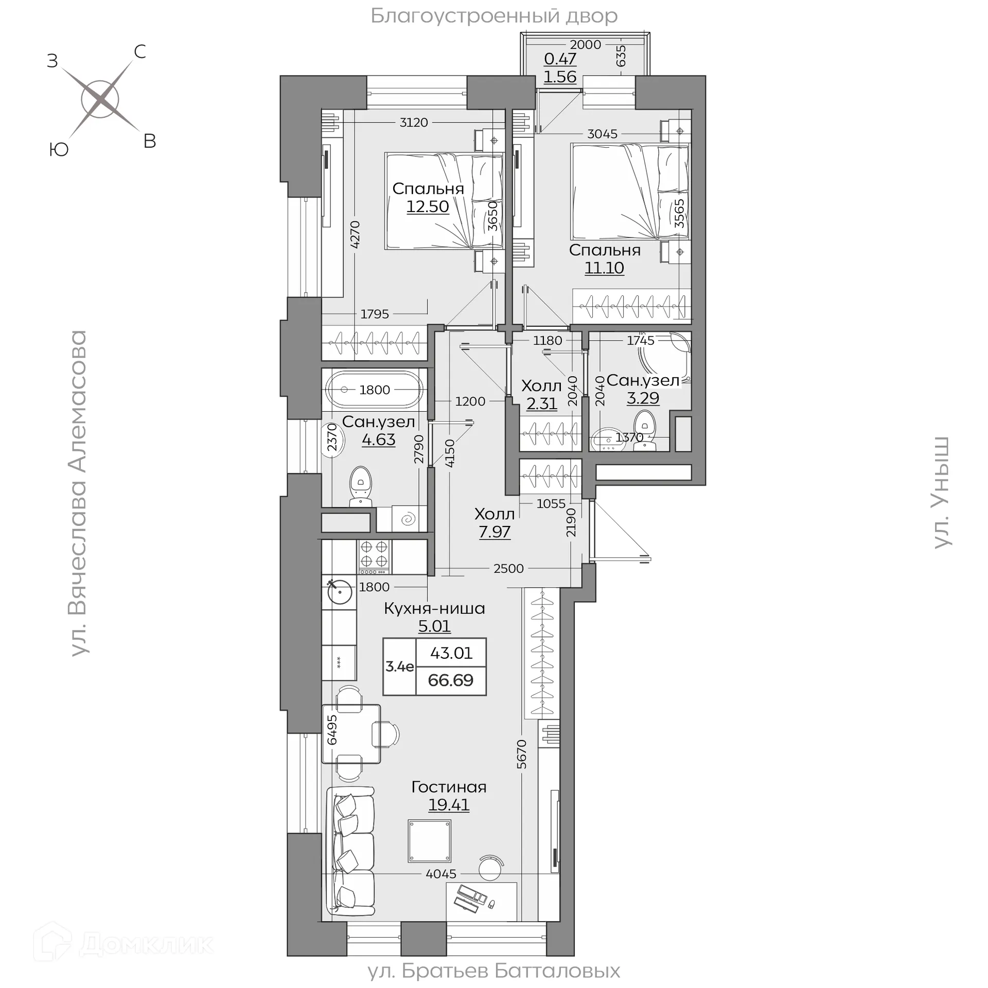 Фото квартиры в ЖК Батталовский