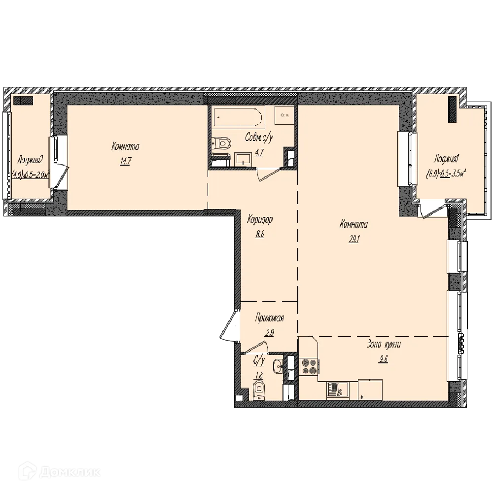 Фото квартиры в ЖК КОМОС НА ТУКАЯ