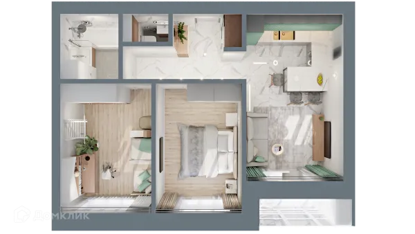 Планировка 2 комн. в ЖК "Ривьера life" (Ривьера Лайф)