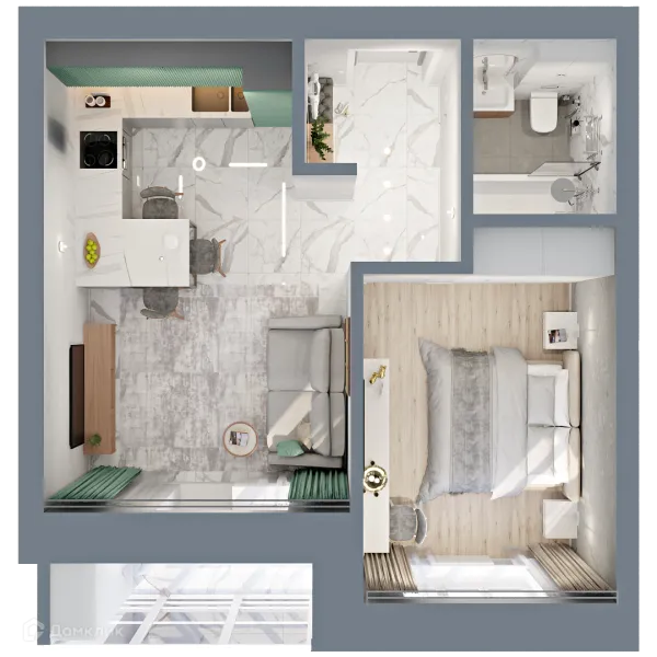 Планировка 1 комн. в ЖК "Ривьера life" (Ривьера Лайф)