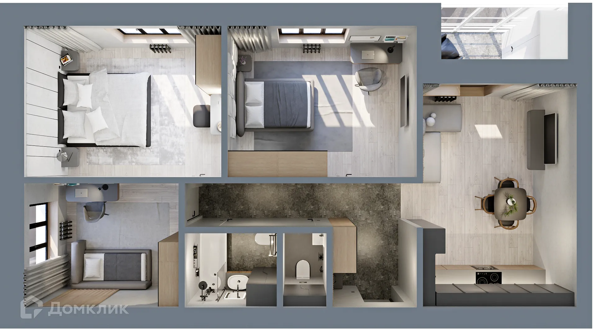 Планировка 3-комнатной квартиры 82 м² в ЖК "Ривьера life" (Ривьера Лайф), г. Альметьевск — фото 1